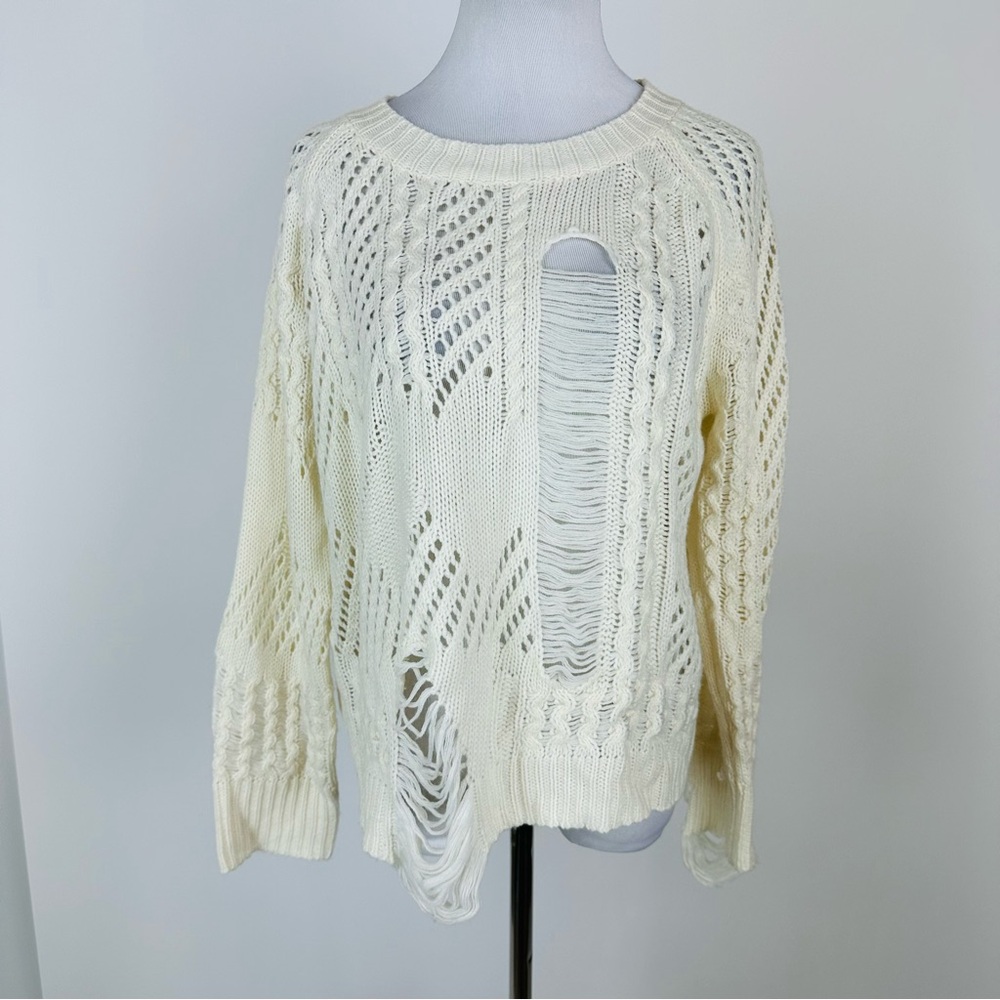Superdown Revolve Grayson Distressed Knit Sweater… - image 1